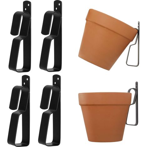 Support Jardiniere Balcon Pour Pot En Terre Cuite, Accroche Plante Mural Caché, 10 À 23 Cm Support De Pot De Fleur- 4 Pièces