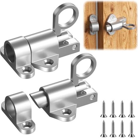 Lot De 2 Loquet Porte Boulons À Ressort, Serrure Porte Métal, Verrou De Porte Verrouillage Automatique, Loquets Et, Réf. 05827