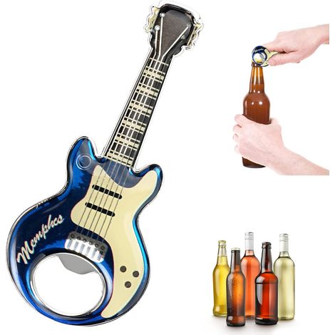 Décapsuleur Magnétique En Acier Inoxydable Forme Guitare, Ouvre-bouteille Portable Idéal Cadeau Pour Amateurs De Bière