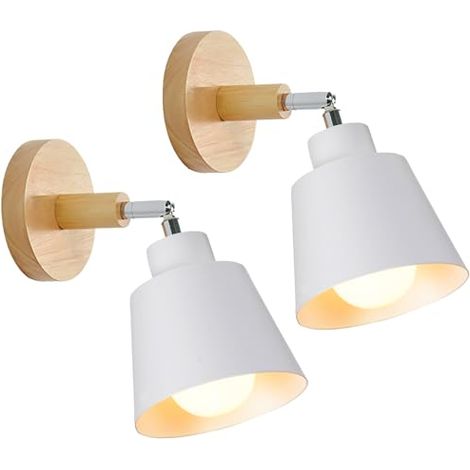Applique Murale Interieur E27 Lampe Murale Vintage Industrielle Plafonnier Luminaire Rétro Métal Et Bois Réglable Pour Chambre