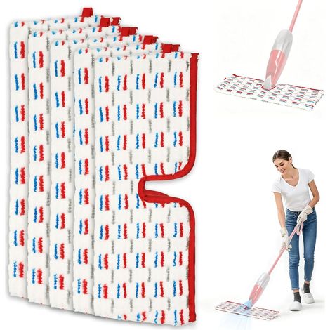 4 Pièces Recharges Serpillière Compatible Pour Vileda 1-2 Spraymax, Lavable Balai Microfibre Pour Tous Sols Durs