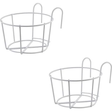 2 Pièces Support Fleurs Rond Crochet, Jardinière Balcon, Pot Métal Suspendu Pour Clôture, Convient Pour Balcon, Jardin