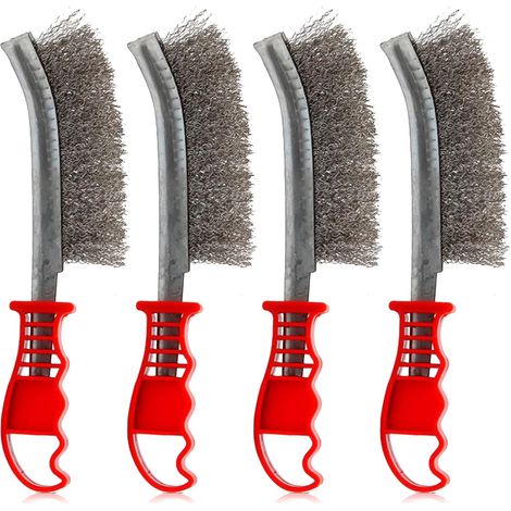 Lot De 4 Brosses Métalliques: Homury Brosse Inox Avec Poignée En Plastique, Brosses Manuelles À Main Ergonomiques