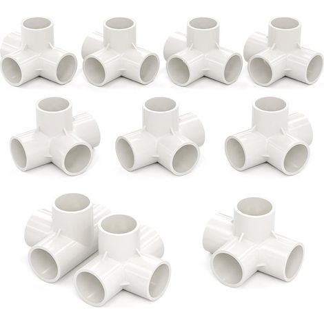 10 Pcs 25mm (3/4") Connecteur En T Cubique À 4 Voies Pvc-u Raccord Coudé Raccordement Connecteur Tuyau D'Eau De Jardin Raccordement