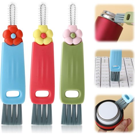 3 Pièces Brosse De Nettoyage Pour Couvercles De Gobelets, Fleurs 3 En 1 Brosse De Nettoyage Pour Couvercles De Tasse Beau Bouchon De Bouteille Brosse À Bouchon De Bouteille Brosse Pour