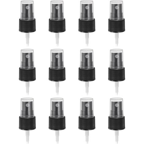 12 Pcs Bouchon Vaporisateur Noir, 20/410 Brume Fine Réutilisable Bouchon Pompe Vaporisateur En Plastique Strié Pour Bouteille De Parfum Cosmétique Et Spray Corporel