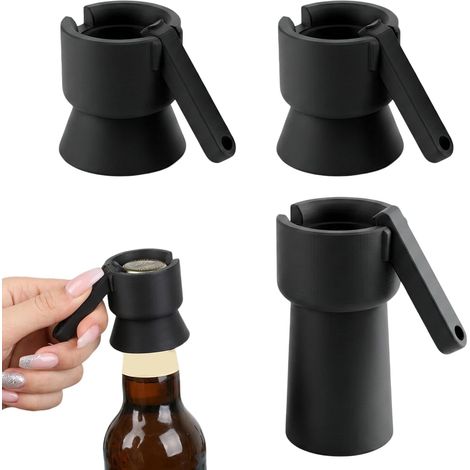 Lot De 3 Décapsuleurs Lanceur De Capsule Noir, Ouvre-bouteille De Bière Amusant Pour Bouteilles 0.5l Et 0.33l