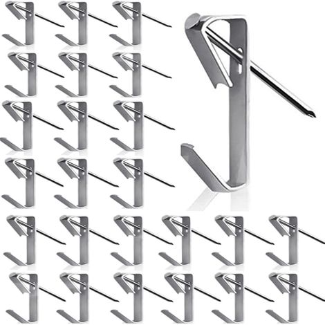 Paquet De 25 Crochets Pour Cintres Avec Clous, Soutient Jusqu'à 30 Lb, Cadre Hanger Crochets Photo, Argent