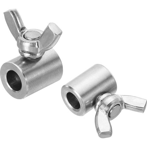 304 Inoxydable Acier 6.5mm Id Main Vis Pince, 2pcs Simple Trou Fil Corde Attaches Papillon Vis Pour 2-2.5mm Acier Fil, Argent