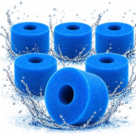 Lot De 6 Filtres Mousse Piscine 108 X 40 X 73 Mm, Cartouches Filtre Spa Lavables, Compatibles Intex Type S Et Bestway Lay-z-spa, Éponge Filtrante Pour Jacuzzi