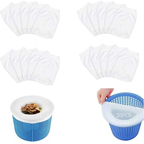 Filtre De Piscine, 20 Chaussettes Blanches Pour Retenir Les Feuilles Et Garder Votre Piscine Propre.