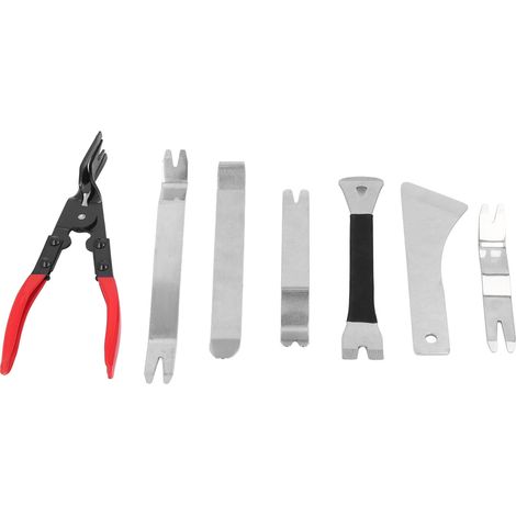 Outils De Dépose De Garniture Automobile, Pinces À Clip En Acier Inoxydable, Jeu De Barres De Levier Pour Panneau De Porte De Voiture, Fixation Intérieure De Tableau De Bord 7 Pièces