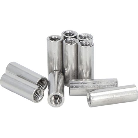 Connecteur De Tige Ronde En Acier Inoxydable 304, Écrou D'Accouplement, Filetage Femelle, M8x1, 25, 12 L35mm, 10 Pièces