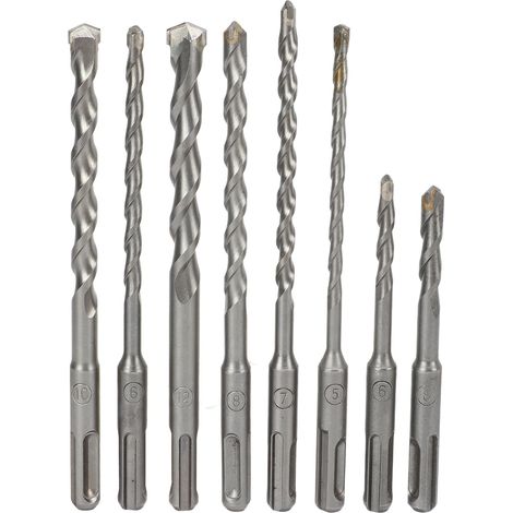Kit D'Outils De Perçage Pour Béton, 8 Pièces, Foret À Marteau, Pointe En Carbure, 2 Cannelures