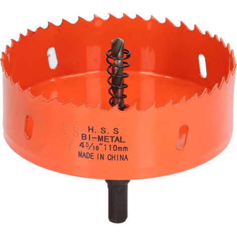 Scie Cloche Bimétallique Hss Avec Arbre Robuste Pour Planches De Cornhole, Bois, Pvc, Pièces De Perceuse Électrique En Métal 4 5/16 Pouces (110 Mm)