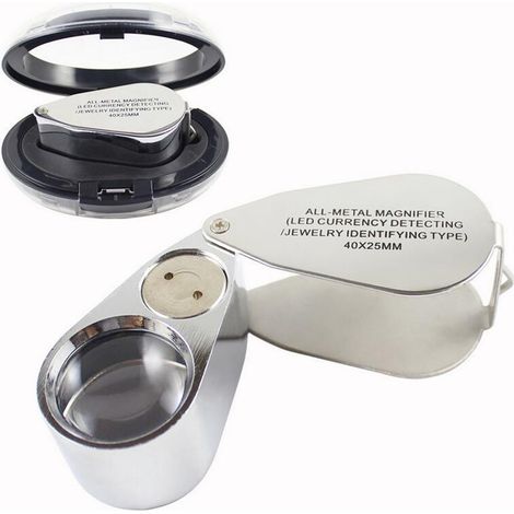 Mini Loupe De Bijoux 40x Avec Lumière Led De Contrôle D'Argent, Loupe D'Évaluation D'Identification Portative