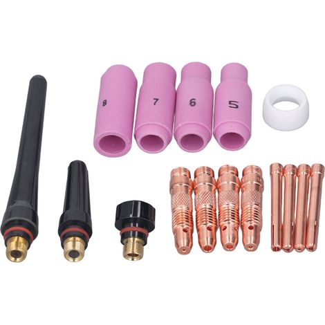 Accessoires De Torche De Soudage, Buse En Céramique, Capuchon De Pression, Pinces, Corps D'Électrode, Kit De Pistolet À Couvercle Avant En Ptfe, 16 Pièces
