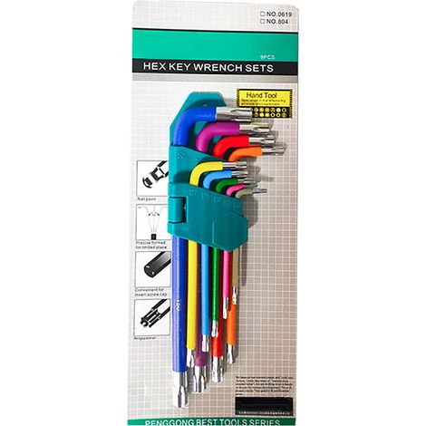 9 Pièces Clé Hexagonale Clé À Bille Cr V Trousse À Outils Pour L'Assemblage De Réparation D'Entretien