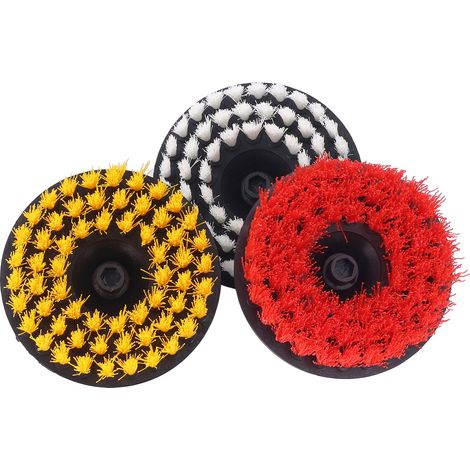 Brosse Ronde Pour Tapis De Tapis, 3 Pièces, Brosses De Forage En Pp, Fixation Pour Les Détails De La Voiture, Surfaces De Salle De Bains