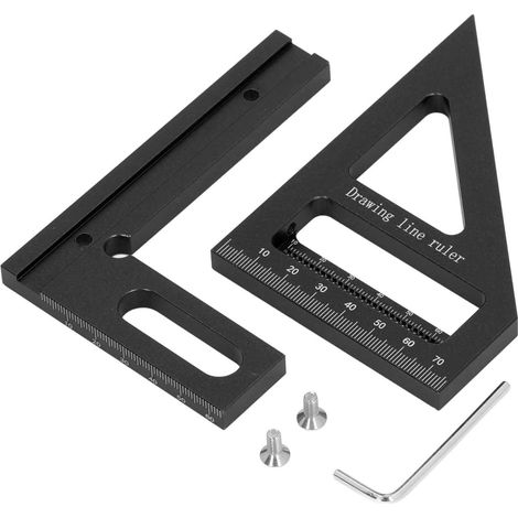 Règle De Mesure Multi-angle 3d, 45 À 90 Degrés, Alliage D'Aluminium, Rapporteur Carré Pour Le Travail Du Bois, Onglet Noir