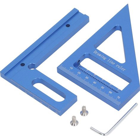 Règle De Mesure Multi-angle 3d, 45 À 90 Degrés, Alliage D'Aluminium, Rapporteur Carré Pour Le Travail Du Bois, Onglet Bleu