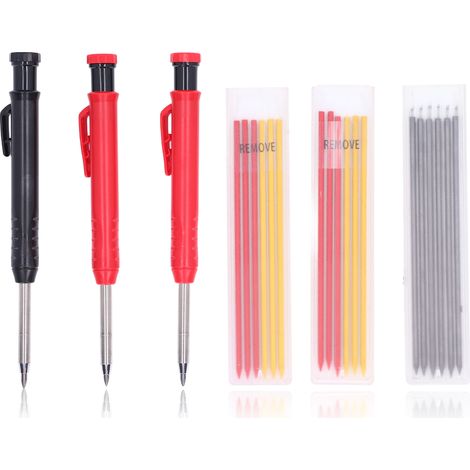 Ensemble De Crayons De Charpentier Solide Avec Recharge, Outil De Marquage Mécanique À Trou Profond Et À Long Nez