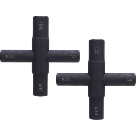 Clé De Robinet Croisée En Acier, 4 Voies, Clé D'Eau Pour Robinet De Valve, Tuyau 1/4 9/32 5/16 11/32 Pouces, Phosphatation Noire, 2 Pièces