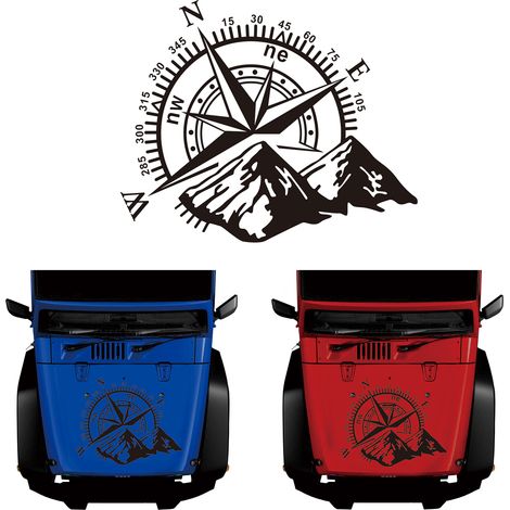 Autocollants De Boussole De Montagne, Autocollants Imperméables En Vinyle Pour Côté De Carrosserie, Fenêtre, Capot De Voiture Pour Jeep Wrangler Suv