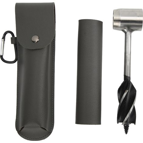 Jeu De Clés À Tarière À Main En Acier Inoxydable, Foret À Bois Manuel Portable Multifonctionnel Avec Sac De Rangement, Cuir Pu Gris Et Étui