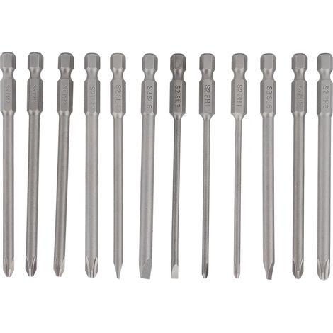Jeu D'Embouts De Tournevis, Fente Croisée 100mm, Acier Allié S2, Kit D'Outils Matériels De Haute Précision 12 Pièces