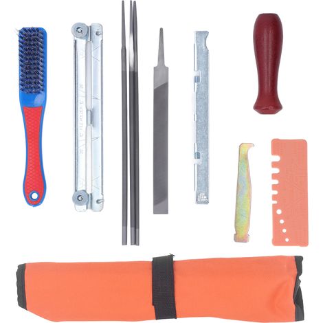Kit D'Outils D'Affûtage Des Dents De Scie À Chaîne, Affûteur De Scie À Chaîne Avec Poignée De Jauge 11 Pièces