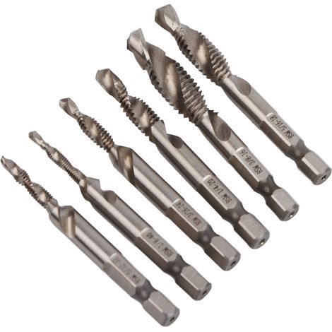 Tarauds Filetés En Acier Rapide, Outil De Taraudage Portable Avec Tige Hexagonale 6 Pièces