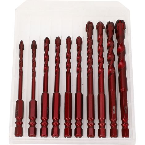 Jeu De Forets À Maçonnerie, 10 Pièces, 5 À 12mm, 3/16 Pouces, 1/2 Pouces, 1/4 Pouces, Tige Hexagonale En Céramique Pour Bois Et Plastique