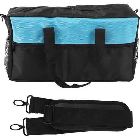 Sac À Outils Robuste En Tissu Oxford À Large Bouche, Sac À Outils Pour Électricien Avec Poches, Organisateur De Rangement, Noir Bleu 14 Pouces