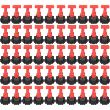 Kit De Nivellement De Système De Nivellement De Carreaux, 50 Pièces, Ensemble D'Outils D'Espacement De Sol Avec Clé Pour La Maison, Noir Et Rouge