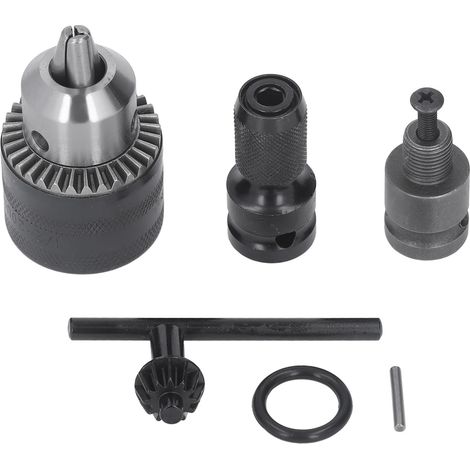 Mandrin De Perceuse À 3 Mâchoires 1/16-1/2 Pouces Avec Clé De Serrage Pour Tournevis Pneumatique À Percussion, Tour De Moulin