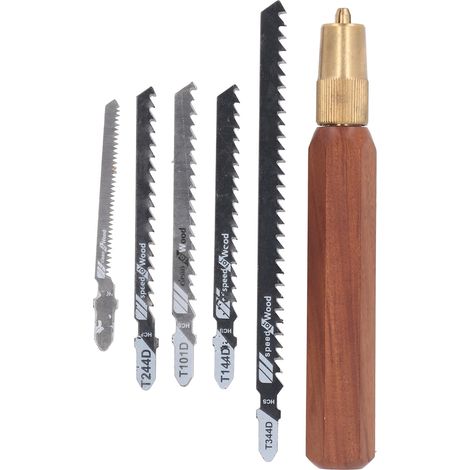 Scie À Main Compacte, Manche En Bois Hexagonal, Scie À Main De Camping Portable Et Précise Détachable Avec 5 Lames