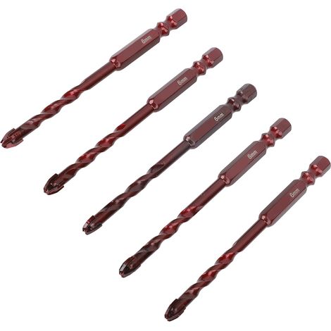 5 Pièces Forets De Maçonnerie 1/4in Tige Hexagonale 6mm Brique De Béton Professionnel Haute Teneur En Cobalt Ensemble Pour Carrelage Verre Céramique Bois