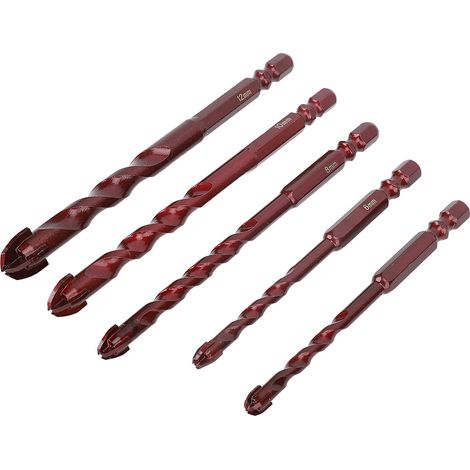 Jeu De Forets À Maçonnerie, 5 Pièces, Tige Hexagonale De 1/4 Pouces, 6 8 10 12mm, Mèches En Alliage D'Acier Au Tungstène Pour Béton, Carrelage, Brique