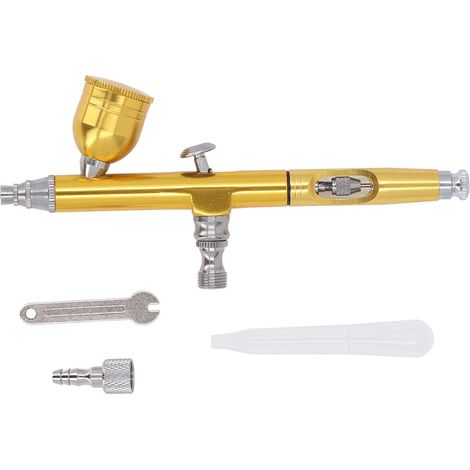 Ensemble D'Aérographe Avec Buse De 0.3mm, Tasse Fluide 6cc, Ensemble De Brosses À Air Dorées Pour La Réparation De Meubles, Décoration De Gâteaux, Peinture Murale