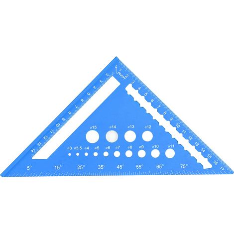 Règle Triangulaire De 7 Pouces, Chevron Métrique Carré, Rapporteur De Trous De 90 Degrés, Alliage D'Aluminium, Outil De Disposition Pour Le Travail Du Bois, Bleu