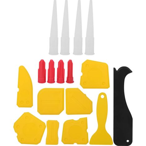 Épandeur De Mastic En Plastique, Grattoir De Calfeutrage De Fenêtre, Kit D'Outils De Finition De Colle De Verre 17 Pièces/ensemble