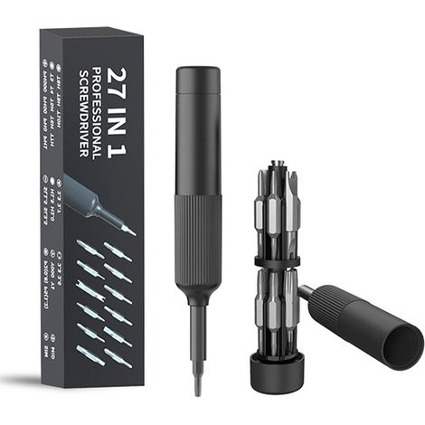 Tournevis Professionnel 27 En 1, Outil Multifonction Tout-en-un, Kit D'Outils Précis Et Réglable Pour Réparation De Lunettes D'Ordinateur De Téléphone Portable, Boîtier Abs Gris