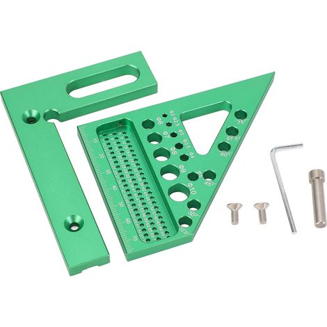 Règle De Mesure Multi-angle 3d, Échelle Métrique Verte, Carré Multifonctionnel Pour Le Travail Du Bois Avec Broche De Positionnement