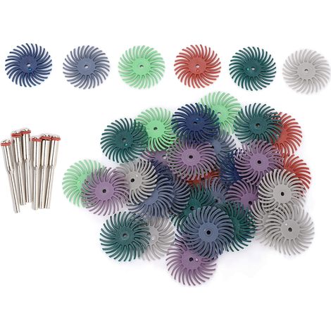 Mini Roues De Polissage Avec 6 Bielles, 42 Pièces, Kit De Disques À Poils De Polissage Pour Le Nettoyage Du Bois Et L'Ébavurage