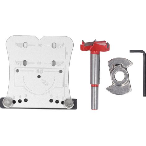 Ouvre-trou De Charnière 35mm En Alliage D'Aluminium, Guide De Perçage À Positionnement Rapide, Localisateur Et Jeu De Forets, Argent