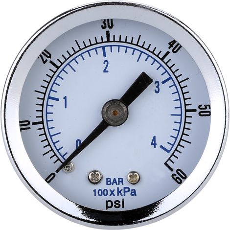 Manomètre Hydraulique Pour Compresseur D'Air 1/8" Bspt, 0-60 Psi, Montage Arrière, Cadran De 40 Mm