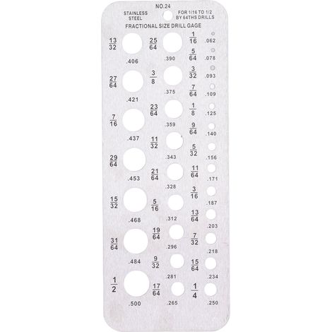 Jauge De Forage De Taille Fractionnée 1/16-1/2 Pouces, Indice De Diamètre De Fil De Boulon En Acier Inoxydable Pour Des Équivalents De Mesure Précis