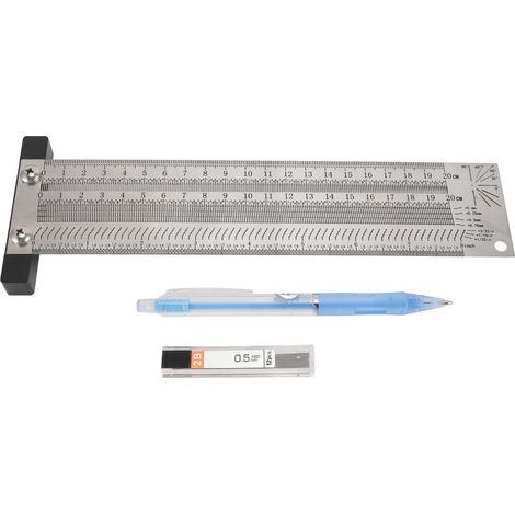 Marquage T Carré 20 Cm 8 Pouces En Acier Inoxydable Positionnement Règle De Traçage Avec Crayon Pour Perceuse À Bois