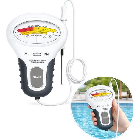 Testeur Numérique De Piscine – Blanc/gris – 2 En 1 (chlore Et Ph) – Précis Et Portable – Qualité De L'Eau